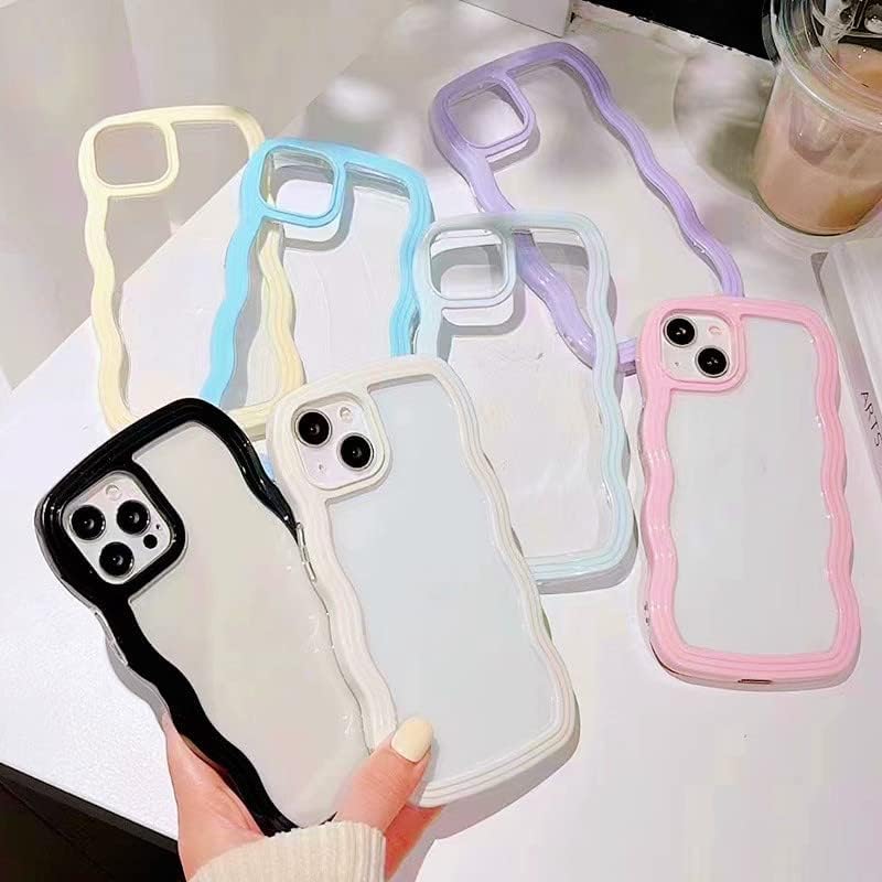 3D Curly Wave TPU Transparent Black Frame Bumper Case